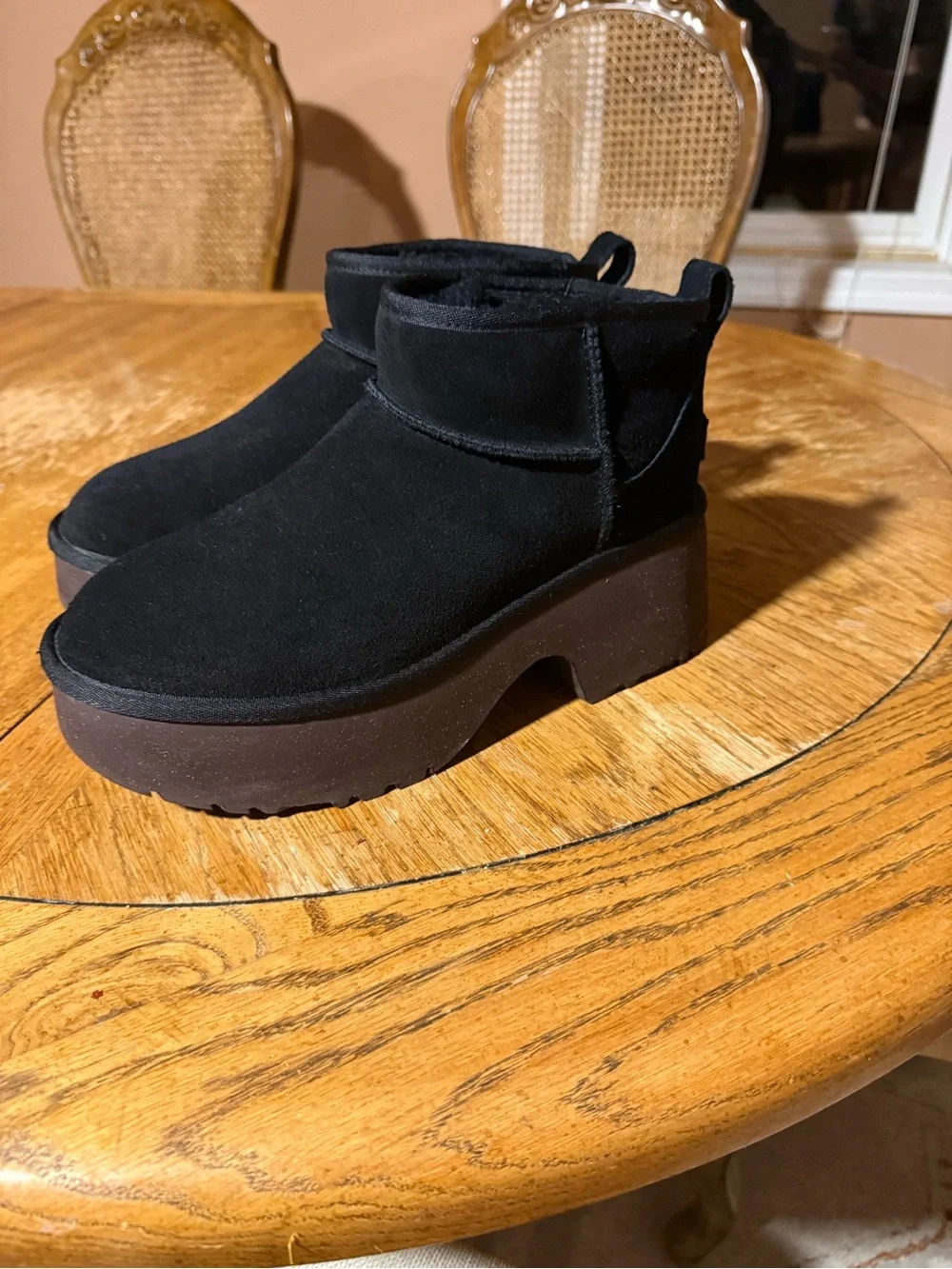 UGG Black Classic Ultra Mini New Heights Shearling Boots Women's